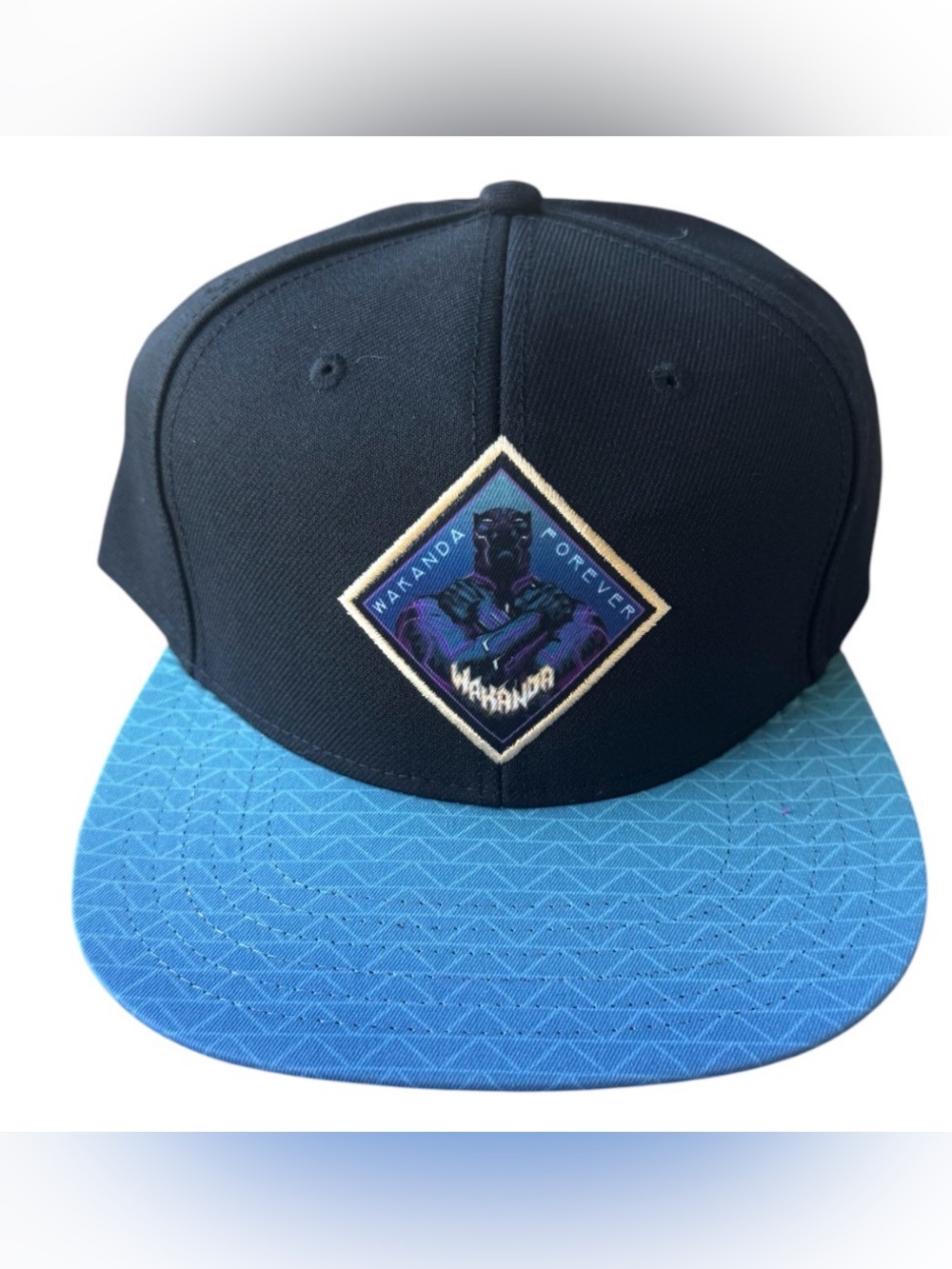Black Panther Bioworld Black Snapback Hat with Blue Brim